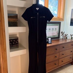 PISTOLS Black Zip-Front Jumpsuit SMALL